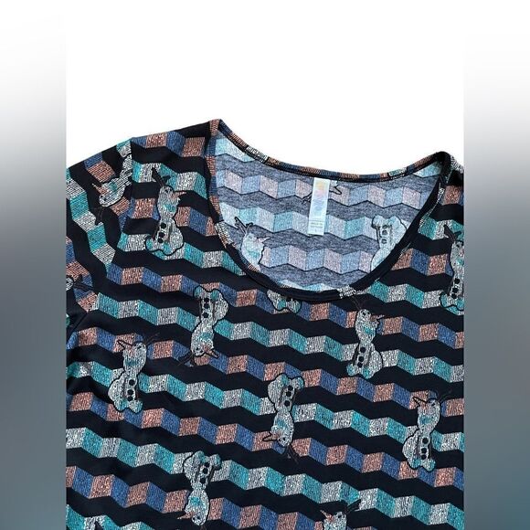 LuLaRoe Womens Small Perfect Tee Disney’s Olaf The Snowman Side Slits Scoop Neck - Picture 8 of 14